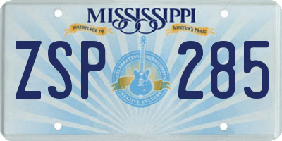 MS license plate ZSP285