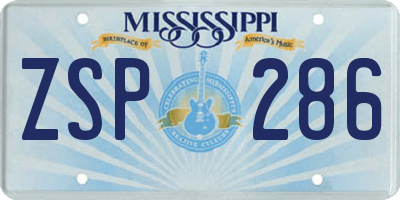 MS license plate ZSP286