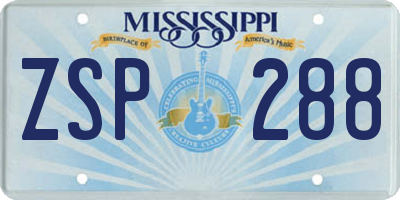 MS license plate ZSP288
