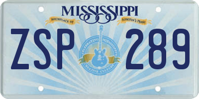 MS license plate ZSP289