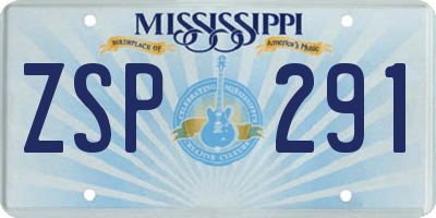 MS license plate ZSP291