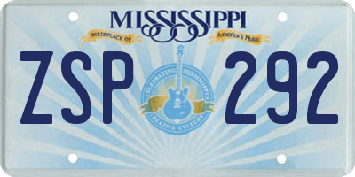 MS license plate ZSP292