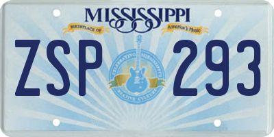 MS license plate ZSP293