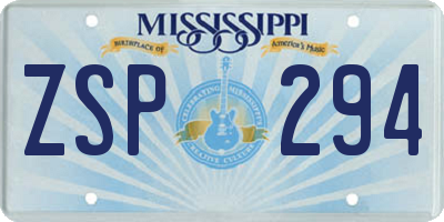 MS license plate ZSP294