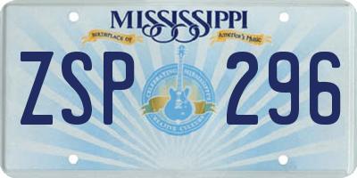 MS license plate ZSP296