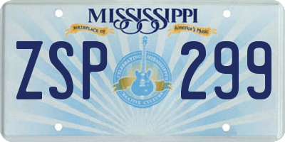 MS license plate ZSP299