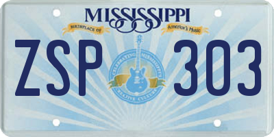 MS license plate ZSP303