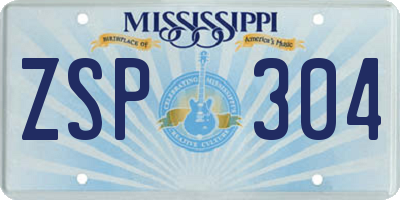 MS license plate ZSP304