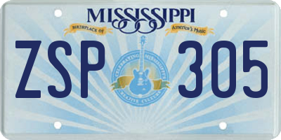 MS license plate ZSP305
