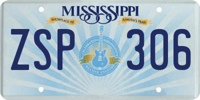 MS license plate ZSP306