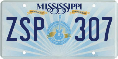 MS license plate ZSP307