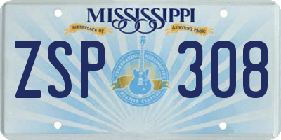 MS license plate ZSP308