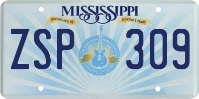 MS license plate ZSP309