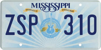 MS license plate ZSP310