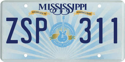MS license plate ZSP311