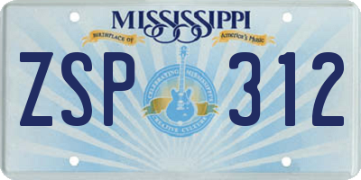 MS license plate ZSP312