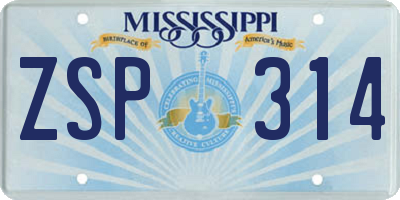 MS license plate ZSP314