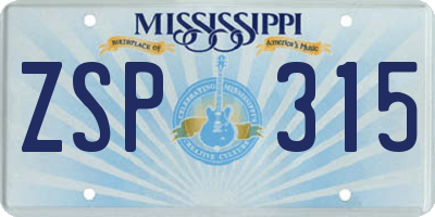 MS license plate ZSP315