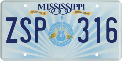 MS license plate ZSP316