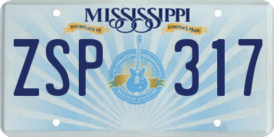 MS license plate ZSP317