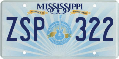 MS license plate ZSP322
