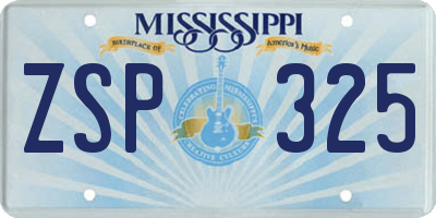 MS license plate ZSP325