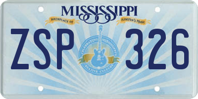 MS license plate ZSP326