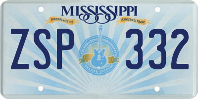 MS license plate ZSP332