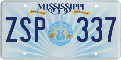 MS license plate ZSP337