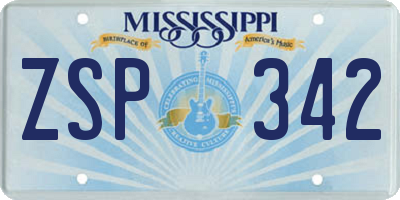 MS license plate ZSP342