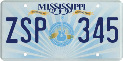 MS license plate ZSP345