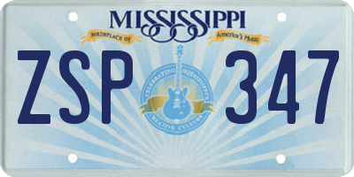 MS license plate ZSP347
