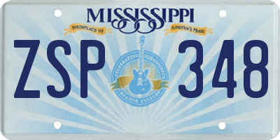 MS license plate ZSP348