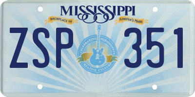 MS license plate ZSP351