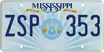MS license plate ZSP353