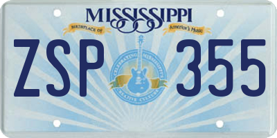 MS license plate ZSP355