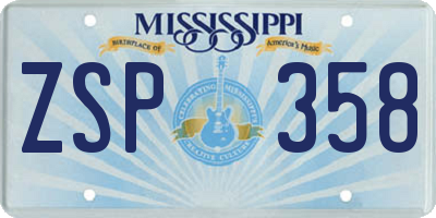 MS license plate ZSP358
