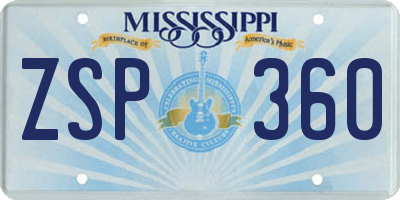 MS license plate ZSP360