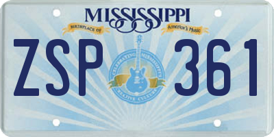 MS license plate ZSP361