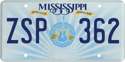 MS license plate ZSP362