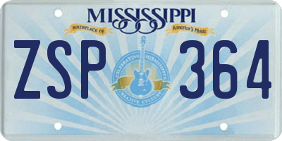 MS license plate ZSP364