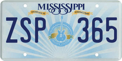MS license plate ZSP365