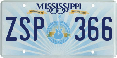 MS license plate ZSP366