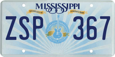 MS license plate ZSP367