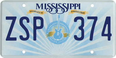 MS license plate ZSP374