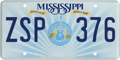 MS license plate ZSP376