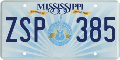 MS license plate ZSP385