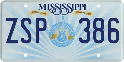 MS license plate ZSP386