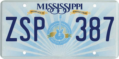 MS license plate ZSP387