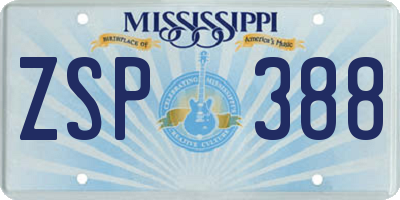 MS license plate ZSP388